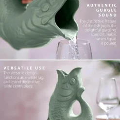 Wade Fish Earthenware 1.2 Litre Gluggle Jug - Sage