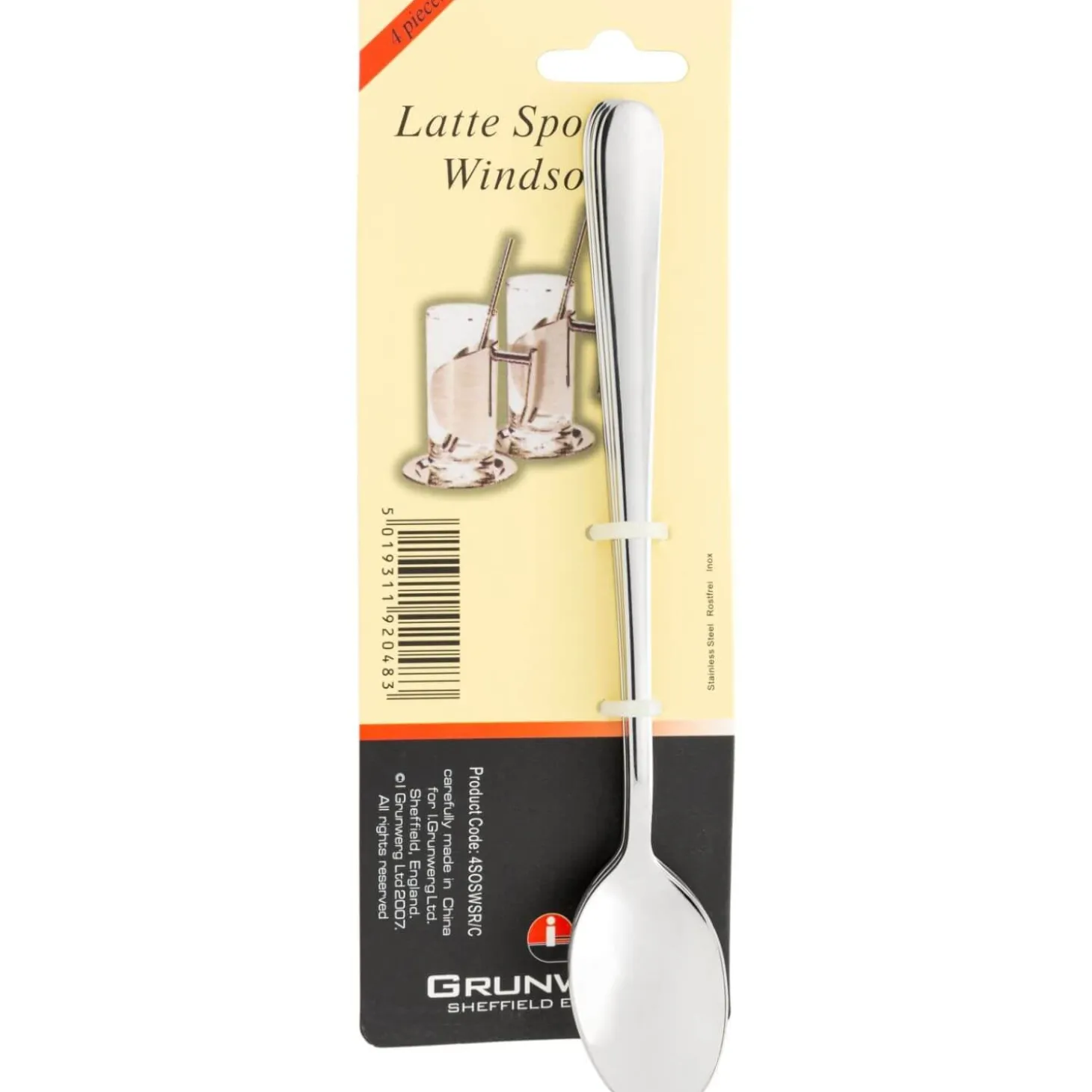 Windsor Stainless Steel 4 Piece Latte Spoon - Set of 4