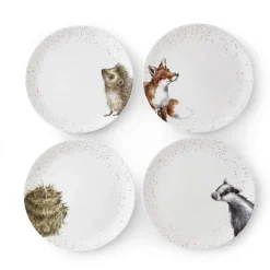 Wrendale Designs by Hannah Dale 4-Piece Dinner Plate Set - Woodland Animals