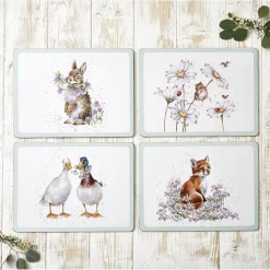 Wrendale Designs by Hannah Dale 4-Piece Large Placemats Set - Wildflowers