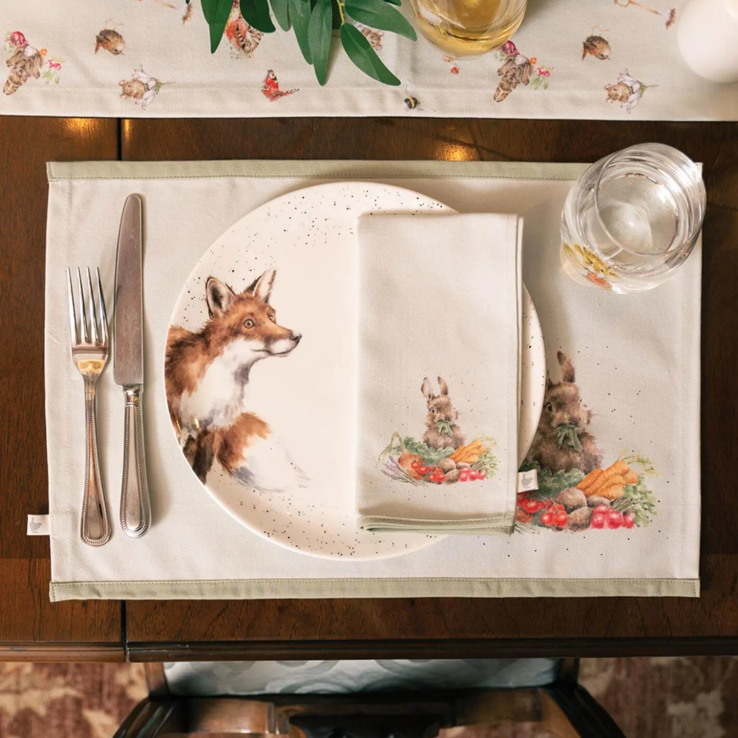 Wrendale Designs by Hannah Dale 100% Cotton Fabric Set of 4 Napkins - Garden Friends