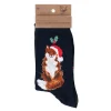 Wrendale Designs by Hannah Dale Ladies Bamboo Christmas Socks - Festive Fox