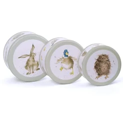 Wrendale Designs by Hannah Dale 3 Piece Cake Tin Nest - Hare, Duck & Owl