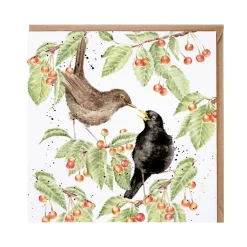 Wrendale Designs by Hannah Dale Card - The Cherry Tree - Blackbird