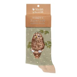 Wrendale Designs by Hannah Dale Ladies Bamboo Socks - Treetops - Owl