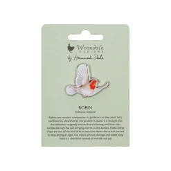 Wrendale Designs by Hannah Dale Pin Badge - Flying Robin - Robin
