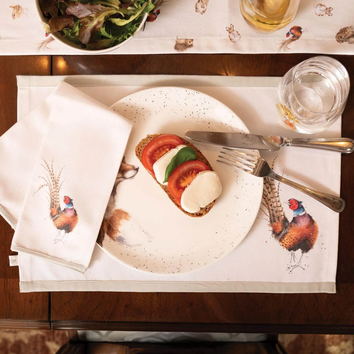 Wrendale Designs by Hannah Dale 100% Cotton Fabric Set of 4 Napkins - Woodlanders