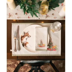 Wrendale Designs by Hannah Dale 100% Cotton Fabric Set of 4 Placemats - Garden Friends