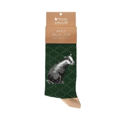 Wrendale Designs by Hannah Dale Mens Bamboo Socks - A Country Gent - Badger