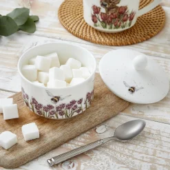 Wrendale Designs by Hannah Dale Fine China Covered Sugar Pot - Flight of the Bumblebee