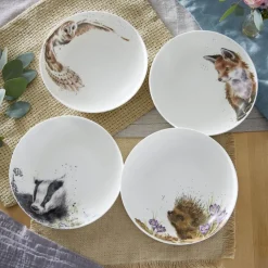 Wrendale Designs by Hannah Dale 4-Piece Coupe Pasta Bowl Set - Woodland Animals