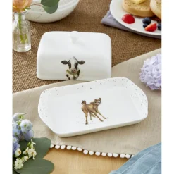 Wrendale Designs by Hannah Dale Bone China Covered Butter Dish - Mooo Cow
