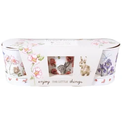 Wrendale Designs by Hannah Dale Set of 3 Herb Pots & Tray - Flowers