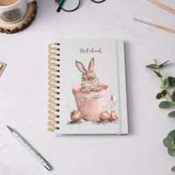 Wrendale Designs by Hannah Dale A5 Notebook - The Flower Pot - Rabbit