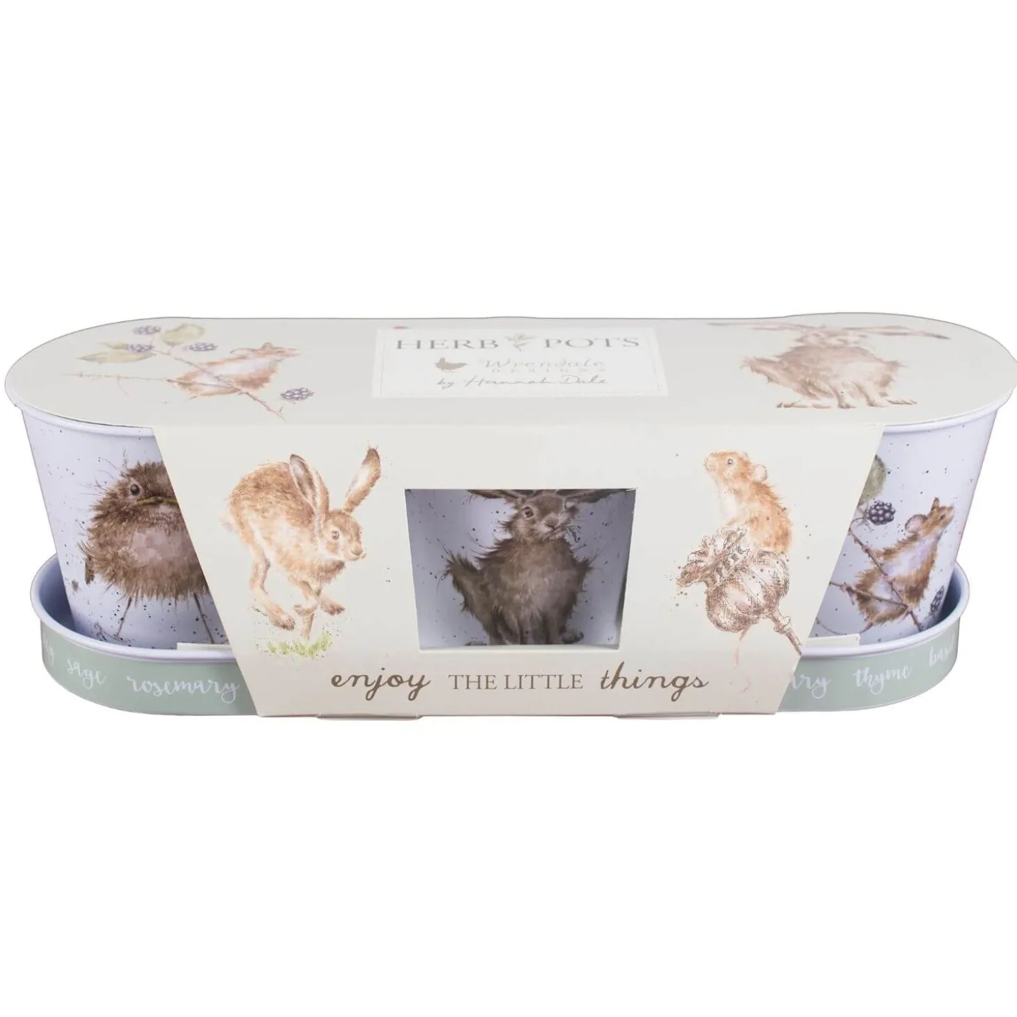 Wrendale Designs by Hannah Dale Set of 3 Herb Pots & Tray - Mice