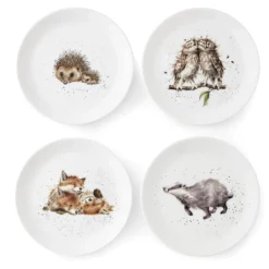 Wrendale Designs by Hannah Dale 4-Piece Coupe Lunch Plate Set - Woodland Animals