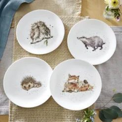 Wrendale Designs by Hannah Dale 4-Piece Coupe Lunch Plate Set - Woodland Animals
