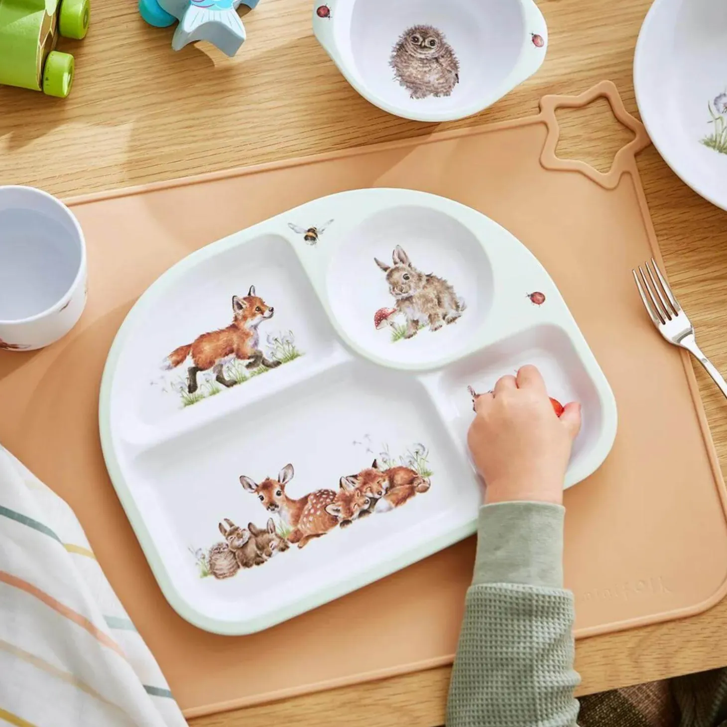 Wrendale Designs Little Wren Melamine Divided Plate & Bowl Set