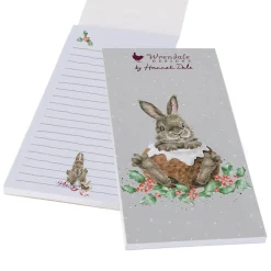 Wrendale Designs Magnetic Christmas Shopping Pad - Little Pudding - Rabbit