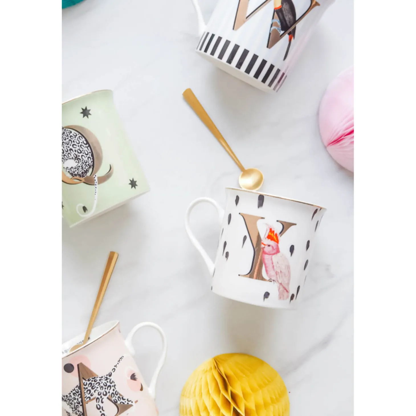 Yvonne Ellen Bone China 330ml Alphabet Mug - T