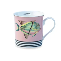 Yvonne Ellen Bone China 330ml Alphabet Mug - V