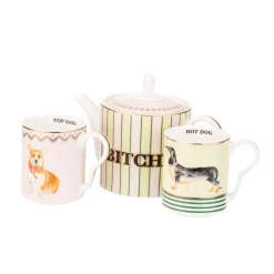 Yvonne Ellen Bone China Teapot & 2-Piece Mug Set - Doggie
