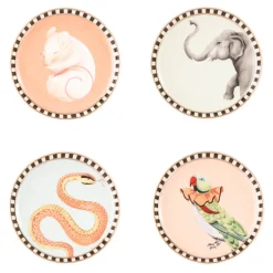 Yvonne Ellen Fine China 4-Piece Coaster Set - Animal