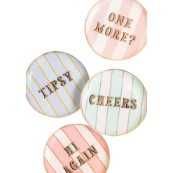Yvonne Ellen Fine China 4-Piece Coaster Set - Slogan