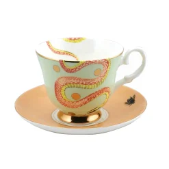 Yvonne Ellen Fine China Teacup & Saucer - Snakey
