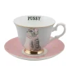 Yvonne Ellen Fine China Teacup & Saucer - Pussy