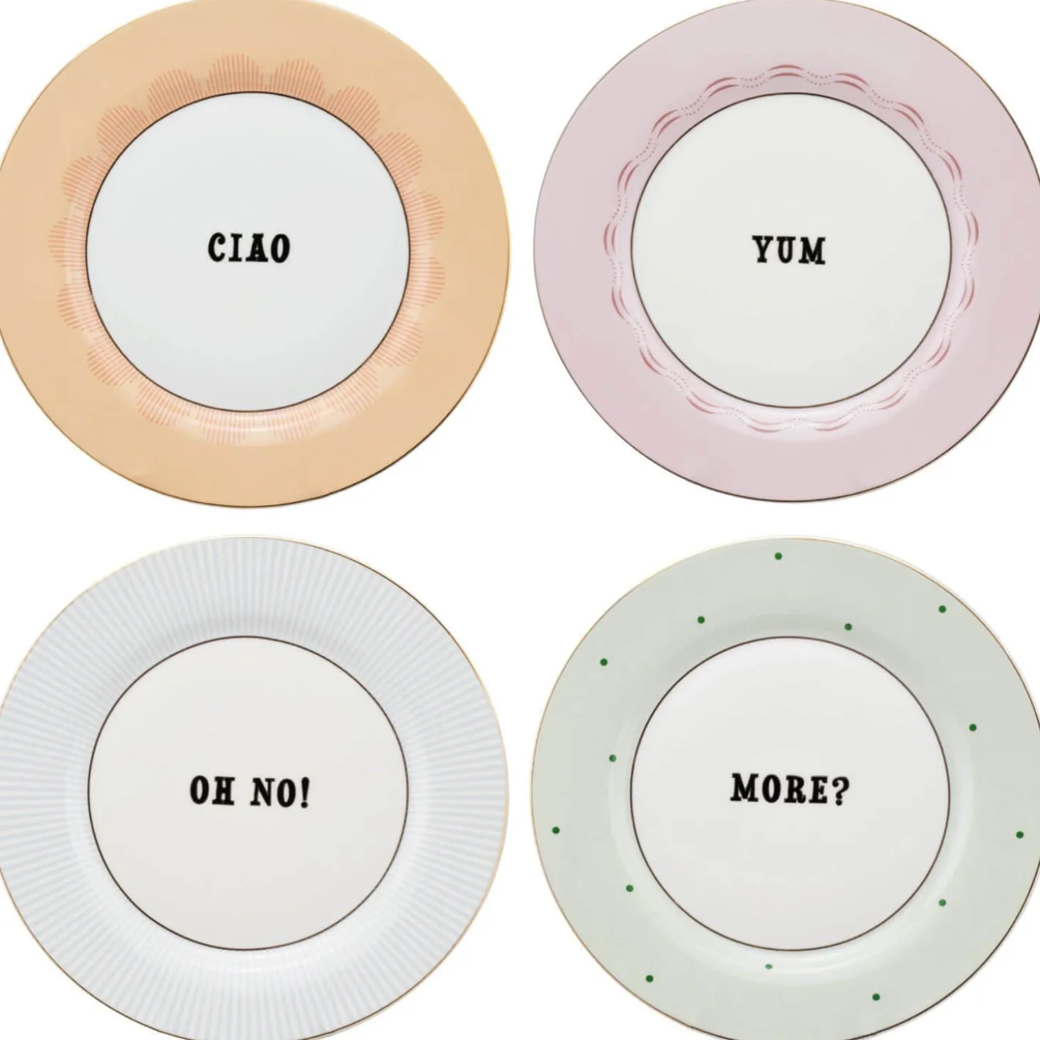 Yvonne Ellen 4-Piece Fine China Side Plates - Slogan