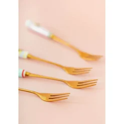 Yvonne Ellen Set Of 4 Cake Forks With China Handles - Bee