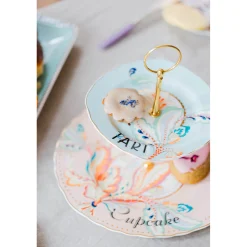 Yvonne Ellen 2-Tier Fine China Cake Stand - Floral