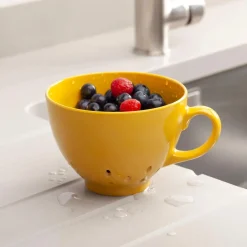 Zeal Berry 10cm Melamine Colander with Handle - Mustard